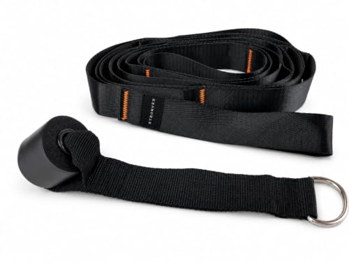 12 Loop Stretching Strap – Non-Elastic Stretch Strap with Door Anchor & D-Rings for Hamstring, Legs, Yoga, Mobility & Flexibility Training