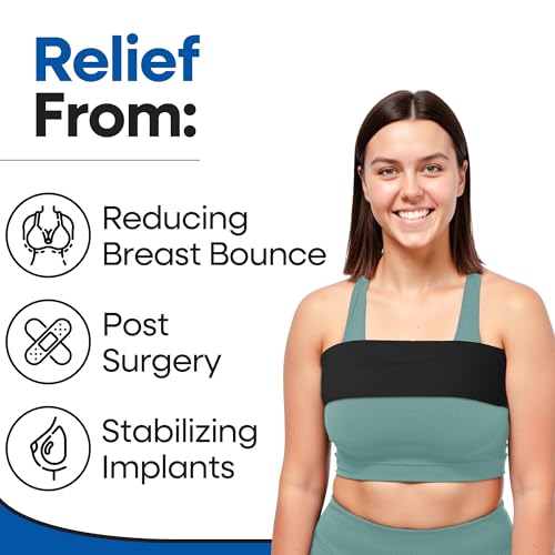 Breast Augmentation Post Op Band - Breast Implant Stabilizer Post Surgery - After Breast Sugery Must Haves - Breast Augmentation Post Op Bra - Breast Implant Bra - Chest Compression Wrap (Fits Most - Black) - color: Black