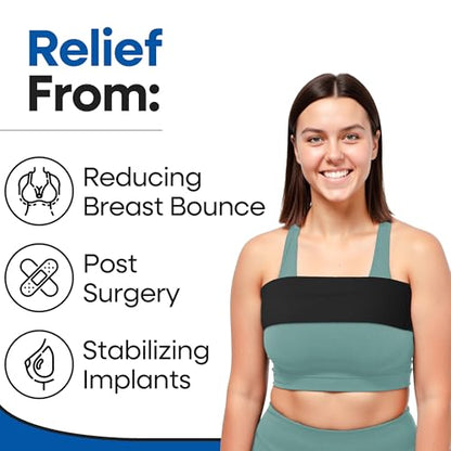 Breast Augmentation Post Op Band - Breast Implant Stabilizer Post Surgery - After Breast Sugery Must Haves - Breast Augmentation Post Op Bra - Breast Implant Bra - Chest Compression Wrap (Fits Most - Black) - color: Black