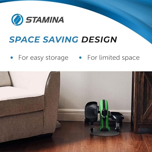Stamina Inmotion Compact Strider Foot Exercise Machine - Under Desk Elliptical - Standing or Seated Elliptical Fitness Equipment - color: Black/Green