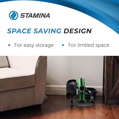 Stamina Inmotion Compact Strider Foot Exercise Machine - Under Desk Elliptical - Standing or Seated Elliptical Fitness Equipment - color: Black/Green