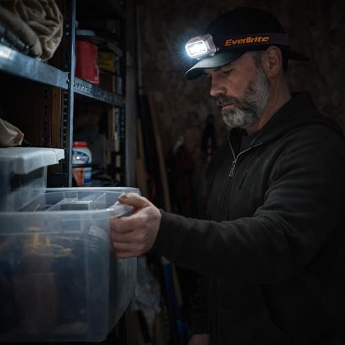 EverBrite 5 Pack LED Headlamp, 4 Lighting Modes with Pivoting Light Head