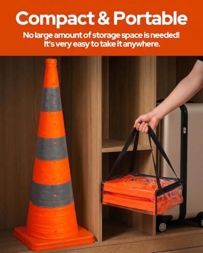 2 Pack 36In Collapsible Traffic Safety Cones with Reflective Collar - size: 36 Inch