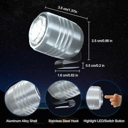 2 Original Headlights, Light Attachment for Shoes, Lights Accessories for Kids Adult Sandals, Clip on Clog Headlamp, Shoe Light Up Charms, Slver