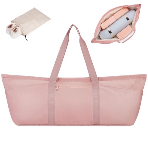 sportsnew Large Yoga Mat Bag Trolley Sleeve Gym Carrier Shoe Bag Wet Pocket - color: Pink