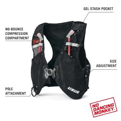 USWE Pace - Running Vest Hydration Pack with 2 x 500ml UltraFlask, Backpack for Men and Women - style: 14L, Red, X-Large