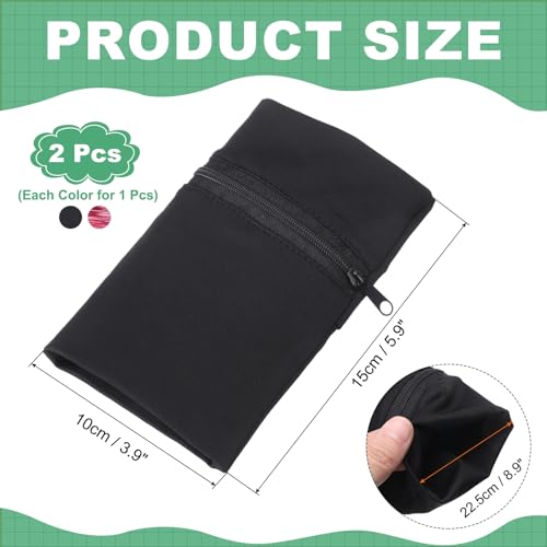 uxcell Wrist Pouch Wrist Wallet Sports Wristband Wallet with Pocket for Running Jogging Hiking Cycling Yoga - color: Black/Red