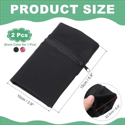 uxcell Wrist Pouch Wrist Wallet Sports Wristband Wallet with Pocket for Running Jogging Hiking Cycling Yoga - color: Black/Red