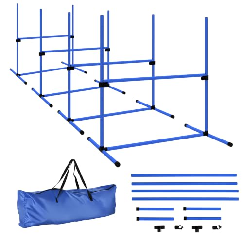 PawHut 4 Piece Dog Agility Training Equipment for Dog Agility Course Blue - color: Blue, size: 4 Piece