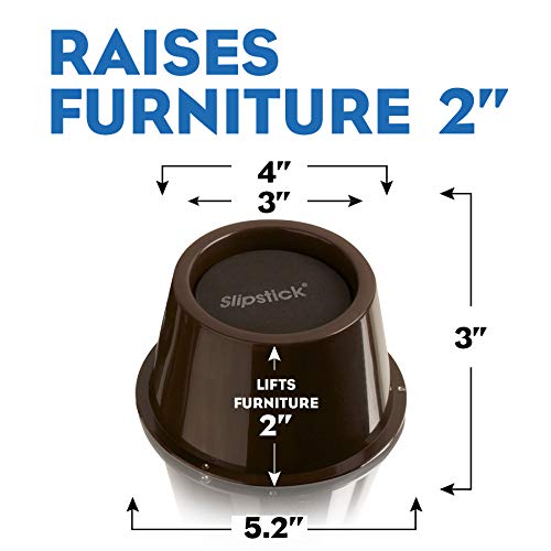 Slipstick CB654 2 Inch Lift Furniture Risers / Bed Risers, Adds 2" Height to Heavy Furniture or Beds (Set of 4) Supports 2,000 lbs,Chocolate/Dark Brown
