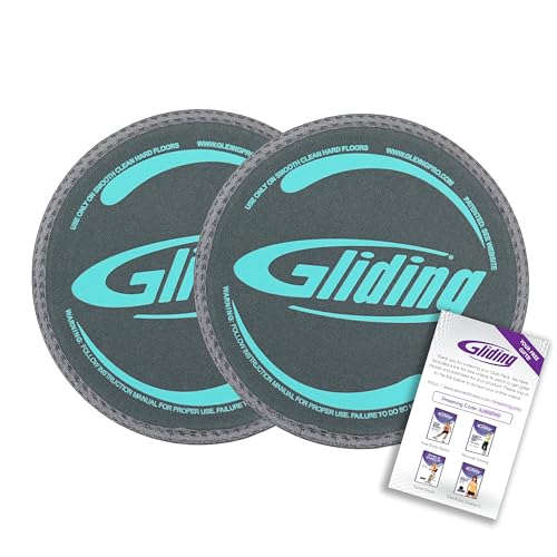 Gliding 9” Sliders for Working Out on Hardwood/Tile Floors, 1 Pair 4 Videos - color: Grey (Hardwood)