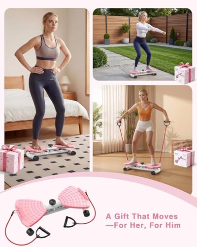 Waist Twister Machine Exercise, 326 lbs Ab Twister Board for Exercise, Home Gym, Balance Training & Fat Burning, Noiseless Workout Equipment for Women & Men - Twist Exercise Machine - color: Light Pink