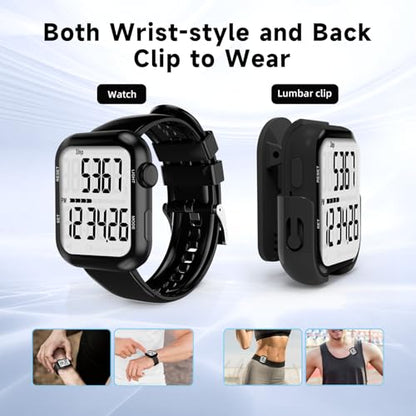 Pedometer Watch, Multi-Function Pedometer for Walking Steps and Miles, 3D Super Accurate Step Counter, Track Steps for Men Women Seniors - color: Black