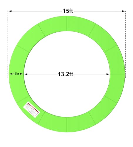 LANGXUN Universal Trampoline Repalcement Safety Pad, 8ft 10ft 12ft 14ft 15ft 16ft Waterproof Surround Spring Foam Cover for Round Frame - color: Green, size: 15ft