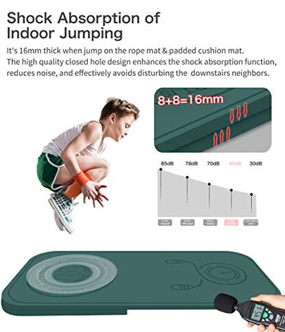 Jump Rope Mat Shockproof Exercise Skipping Mat All-Purpose Extra Thick High Density Anti-Tear Exercise Yoga Mat, Non Slip for Indoor and Outdoor - color: Green