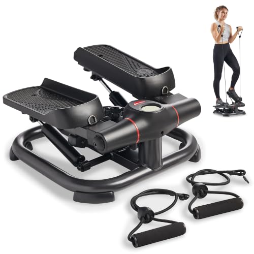 Sunny Health & Fitness Smart Power Stepper with Resistance Bands for Cardio - color: 1. Black