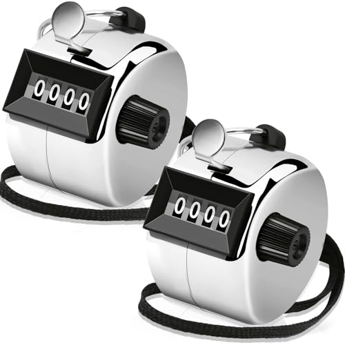 Decymis 2 Pack Clicker Counter, Metal Hand Tally Counter Clicker, Silver