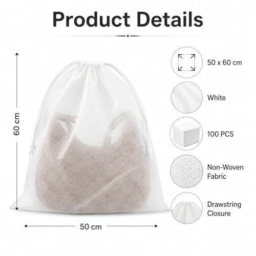 Berlune 100 Pcs Dust Bags for Handbags 19.7 in X 23.7 in Non Woven - size: 1 Count (Pack of 100)