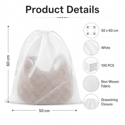 Berlune 100 Pcs Dust Bags for Handbags 19.7 in X 23.7 in Non Woven - size: 1 Count (Pack of 100)