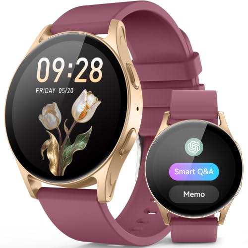 AI Smart Watch for Women Men with GPT, 1.32" AMOLED Fitness Tracker with Heart Rate/Sleep/SpO2 Monitor, Waterproof Smartwatch for Android/iPhone Phones (Rose Gold Case w/Deep Burgundy Band) - color: Rose Gold Case w/ Deep Burgundy Band