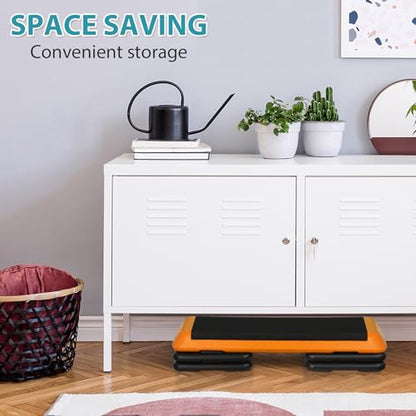 ZenStyle 43" Adjustable Aerobic Stepper Bench with 4/6/8 Inch Risers, Non-Slip Surface for Cardio, Strength Training & Home Fitness Workout - color: Orange