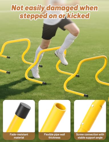 GHB Agility Hurdles Adjustable 8.3"&12.6" Speed Training Equipment Set - color: Yellow 5 Pack