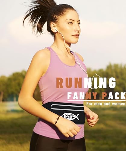 Jesus Fish Black Running Belts for Women Men Adjustable Waist Fanny Pack - color: Jesus Fish