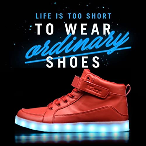 IGxx LED Light Up Shoes for Kids Boys Girls Sparkly Sneakers - color: Red, size: 13 Little Kid