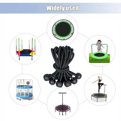 10 PCS Heavy Duty Trampoline Bungee Cords with Balls - 6.3 Inch Replacement Elastic Ropes for Fitness Trampolines, Includes Spring Puller Tool, Max Weight Limit 330 lbs, Quiet & Durable Bungee System - size: 6.3 in 10 PCS Bungee Cords With Ball