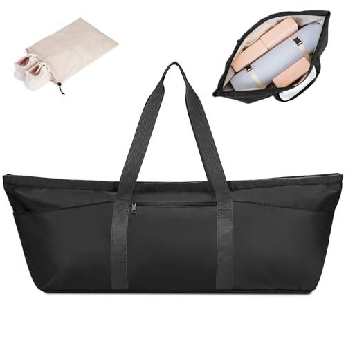 sportsnew Large Yoga Mat Bag Trolley Sleeve Gym Carrier Shoe Bag Wet Pocket - color: Black