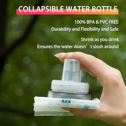 WRELS Soft Flasks Soft Running Water Flask Collapsible Soft Water Bottles Small BPA-Free for Sports Hiking Hydration Pack 500 ml/17oz，300 ml/10oz（500ml,blue） - color: Blue