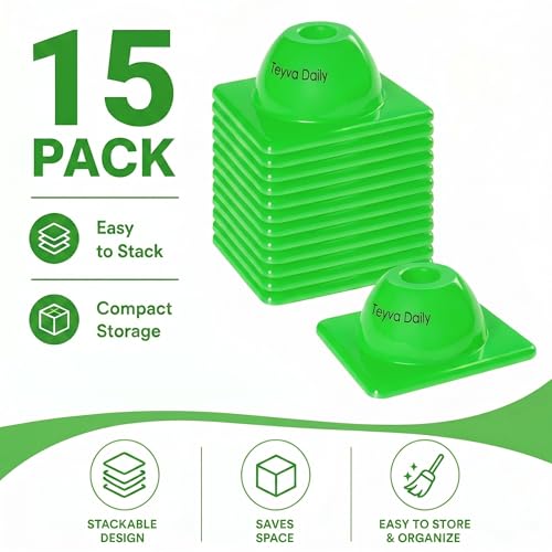 2" 15, 30 Pcs Heavy Duty Agility Cones for Sports - color: Green