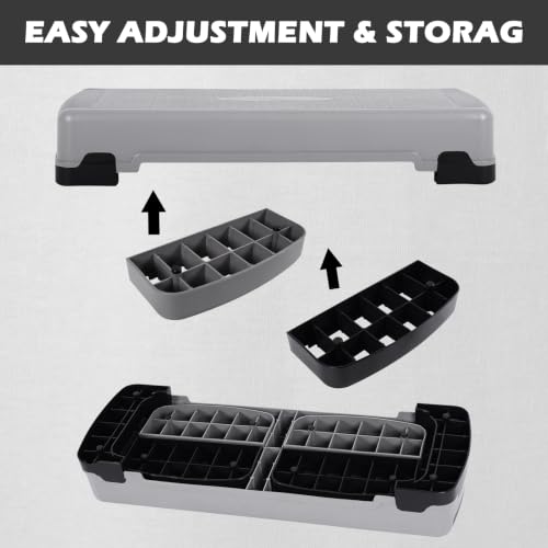 GYMAX Exercise Step Platform, 35.5” x 12.5" Extra Large Aerobic Stepper - color: Grey