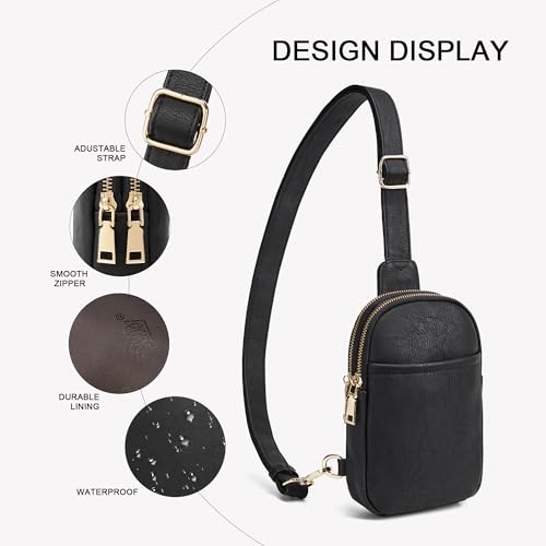 Crossbody Sling Bags & Fanny Packs - Women's Belt Bag Gifts - color: 1-black