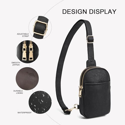 Crossbody Sling Bags & Fanny Packs - Women's Belt Bag Gifts - color: 1-black