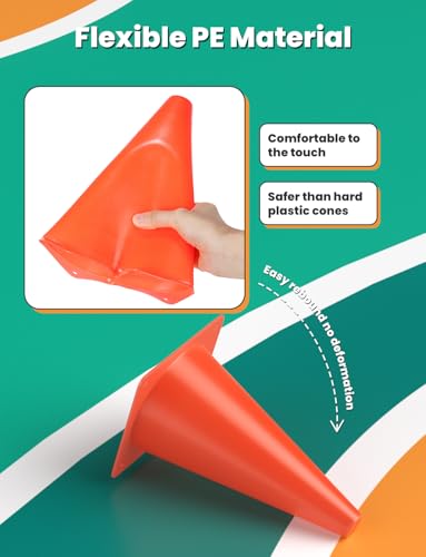 GHB Soccer Cones 7" 9" of 12 24 Pack Disc Soccer Sport Cones - color: 9" 12Pcs orange