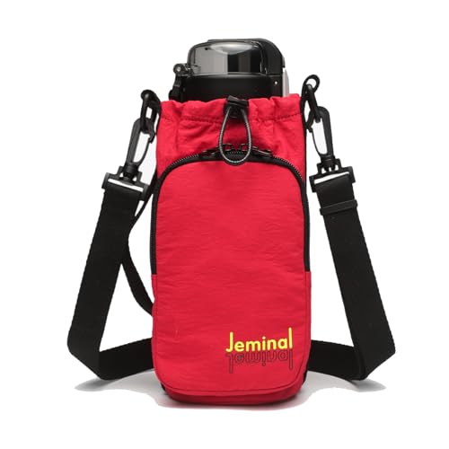 JEMINAL Water Bottle Sling Crossbody Bag with Strap, Small Cross Body Sling with Pockets for 20-40 oz Water Bottle, Keys, Cash, Phone - color: Red