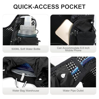 IX INOXTO Running Vest Hydration Backpack, Lightweight Running Backpack Hydration Pack with 1.6L Water Bladder Daypack for Trail Running Hiking Cycling Race Marathon for Women Men - color: Black