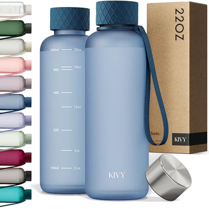 KIVY Slim Water Bottle 22oz Tritan - Lightweight & Shatterproof - BPA-Free - color: 05 Navy Blue, size: 22oz