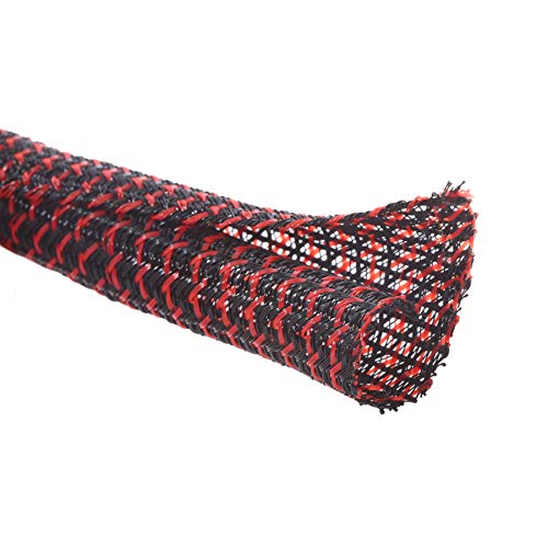 Alex Tech 10ft - 1/4 inch Cord Protector Wire Loom Tubing Cable Sleeve Split Sleeving For USB Cable Power Cord Audio Video Cable – Protect Cat From Chewing Cords - Blackred - color: Blackred, size: 1/4"-10ft