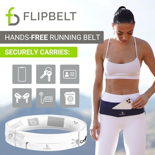 FlipBelt Zipper Running Belt, Waist Pack for Fitness and Running, US Company - color: White, size: Medium