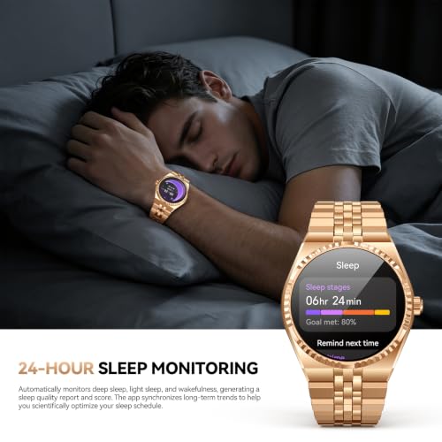 Smart Watch for Men, Answer/Make Call, Activity Tracker, Steel Strap, 40mm - color: Gold