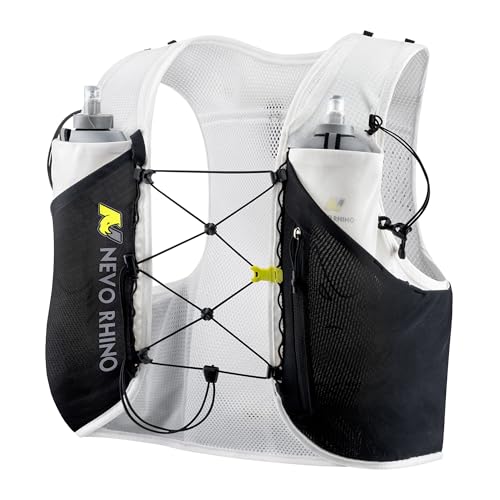 N NEVO RHINO 5L Running Vest, Water Vest Backpack with 2x500ml Soft Flasks - color: White, size: X-Large