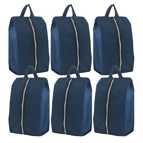 6pcs Portable Shoe Organizer, Travel Pouches with Zipper, Golf Shoe Bags, Clothes Bags, Soccer Cleats Bag Shoe Pouch for Gym, Waterproof, Odor-Resistant (Navy Blue) - color: Navy Blue