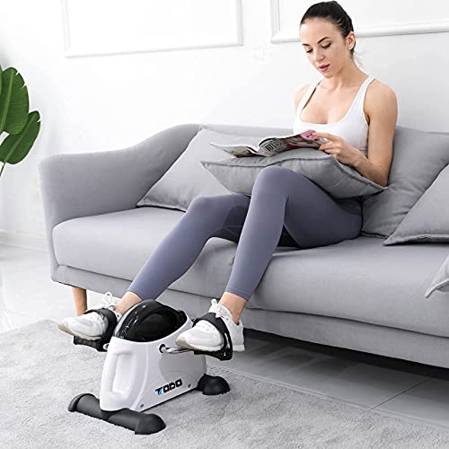TODO Mini Exercise Bike Pedal Exerciser Foot Peddler Portable Therapy Bicycle with Digital Monitor - color: Bright White
