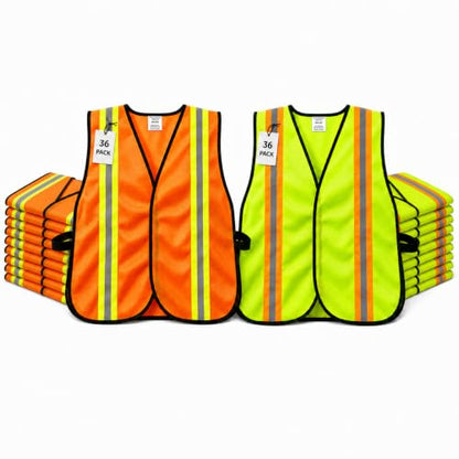 Lightweight Reflective Mesh Safety Vest with Hook and Loop - color: Mixed 72p
