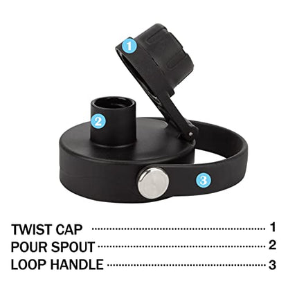 Wide Mouth Twist Lid with Flexible Handle Compatible with Hydro Flask 12/16/18/20/32/40/64 Oz, Fits Simple Modern, Takeya, Iron Flask and Most Wide Mouth Water Bottles (Black, 2 Pack) - style: Classic-2 Pack