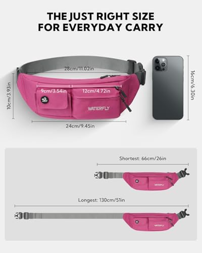 WATERFLY Small Crossbody Fanny Pack, Slim Waist Bag Chest Pouch Pink - color: Pink