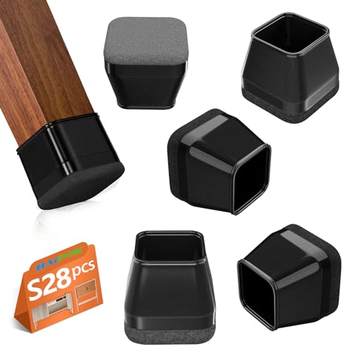 BAIPOK 28Pcs Square Chair Leg Floor Protectors with Thickened Felt Pads - color: Black, size: Small