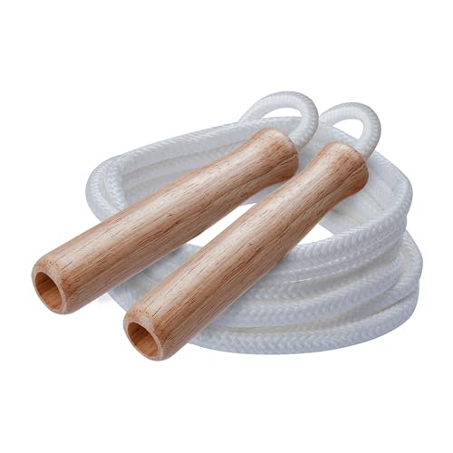 Champion Sports Wood Handle Jump Ropes – Durable Nylon or Leather Bearings - Skipping Rope, Fitness, Cardio Training, Agility, and Exercise Workouts - style: SR Series (9 Ft)
